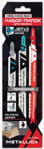 Набор пилок д/лобзика METALLICA Ultra  №7 Progressor: T123X/T345XF/T234X, универсал, в карт., 3 шт. 908198